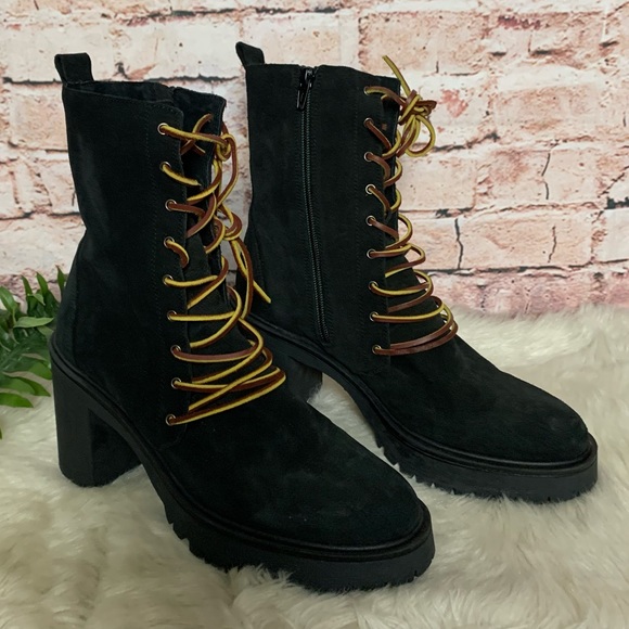 Free People Black Dylan Lace Up Boots Size 41 - Picture 3 of 10